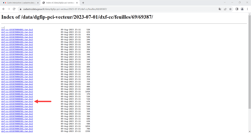 téléchargement cadastre DXF 